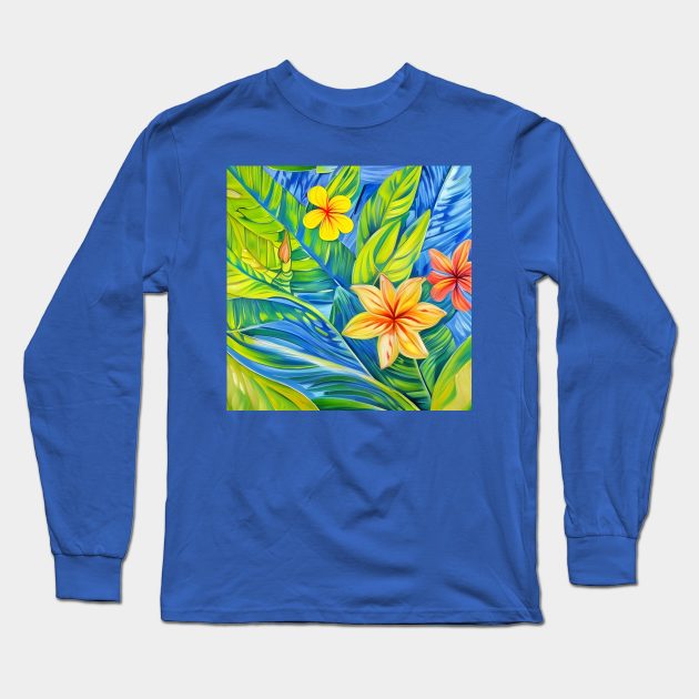 Tropical Flowers Three Long Sleeve T-Shirt by BlakCircleGirl